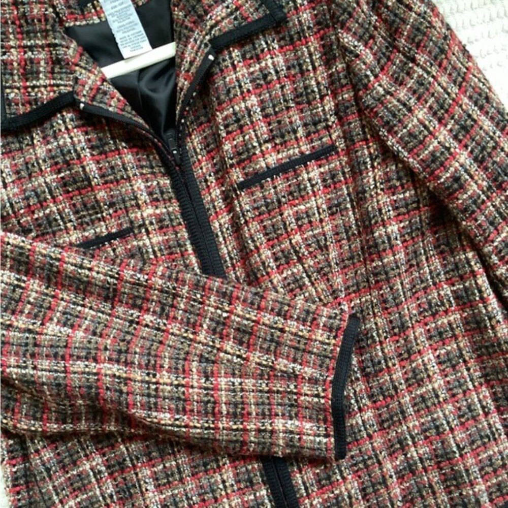 Vintage Sag Harbor Red/Black Plaid Zip-Up Jacket Size 12 Petite - Picture 5 of 8